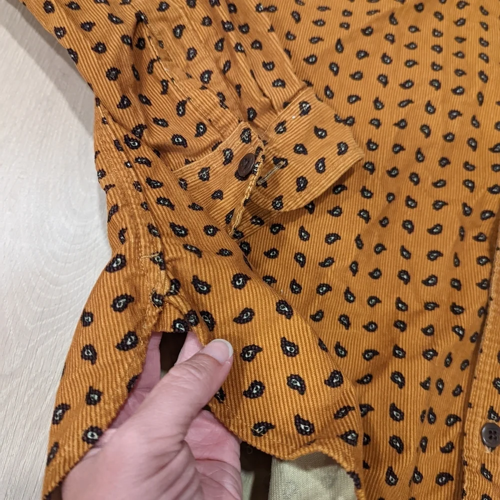 Golden Orange Paisley Corduroy Button-Up Shirt (tall)